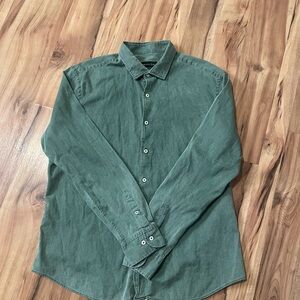 Massimo Dutti Olive Green Casual Long Sleeve Full Button Shirt